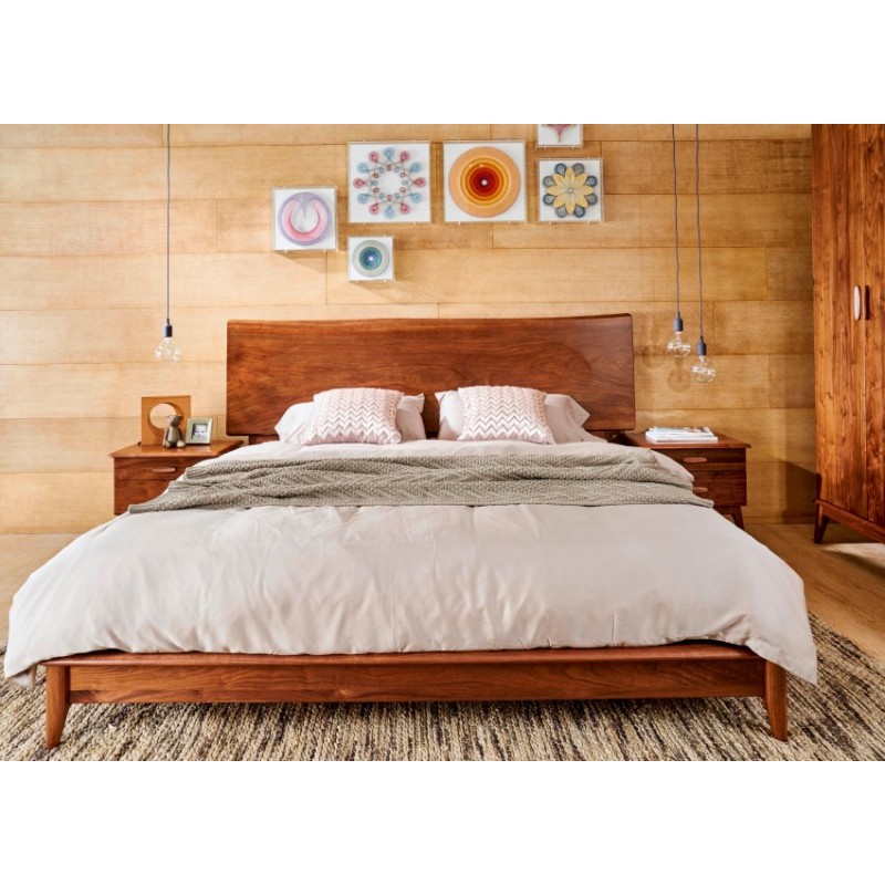 莫霞致简北欧风餐厅实木家具卧室实木大床床头柜1607