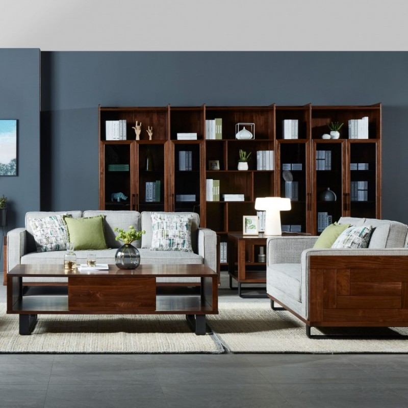 莫霞木各北欧风实木家具1801沙发 1803书柜