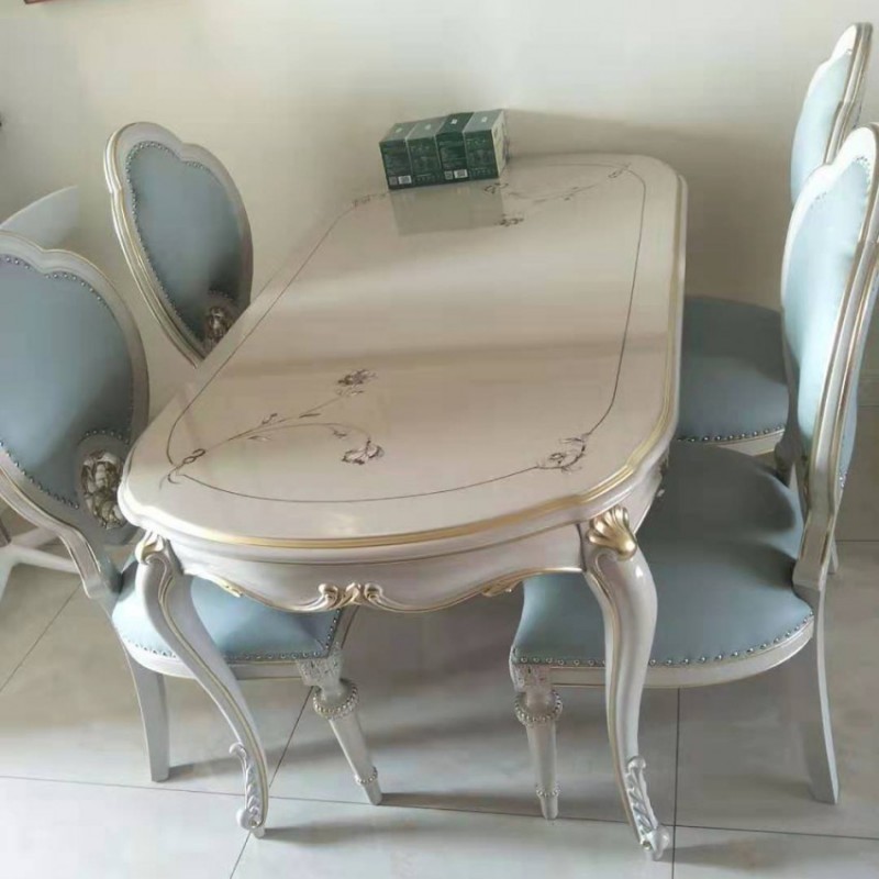 古典风格大理石台面餐桌椅 508-H餐桌 1605-H餐椅