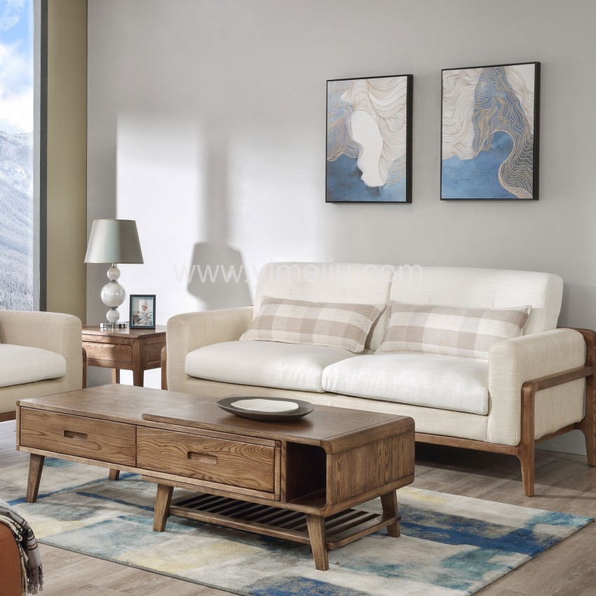 优木良匠朴系列北欧风实木家具客厅沙发组合茶几2