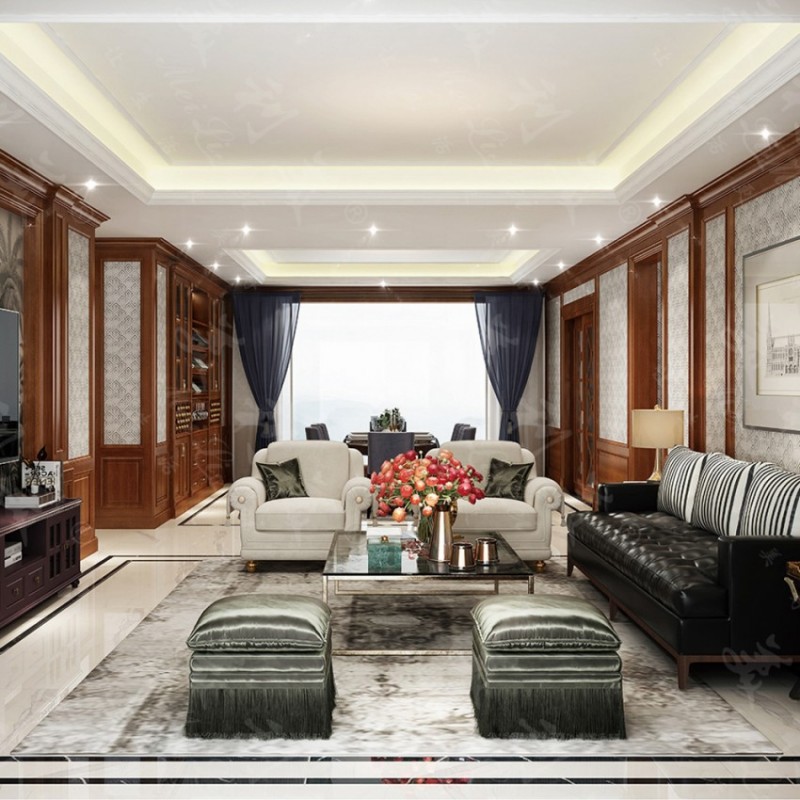 豪华美式客厅设计定制19-146$Luxury American style living room design custom
