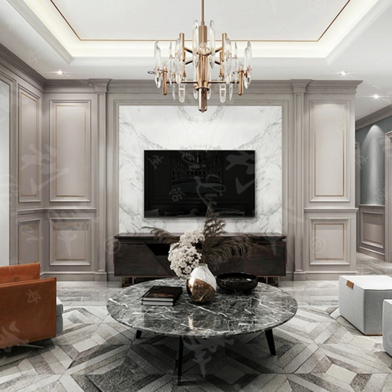 客厅轻奢电视墙定制设计19-048$Living room light luxury TV wall custom design