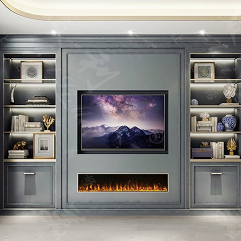 极简轻奢客厅电视墙定制19-024$Minimal light luxury living room TV wall custom