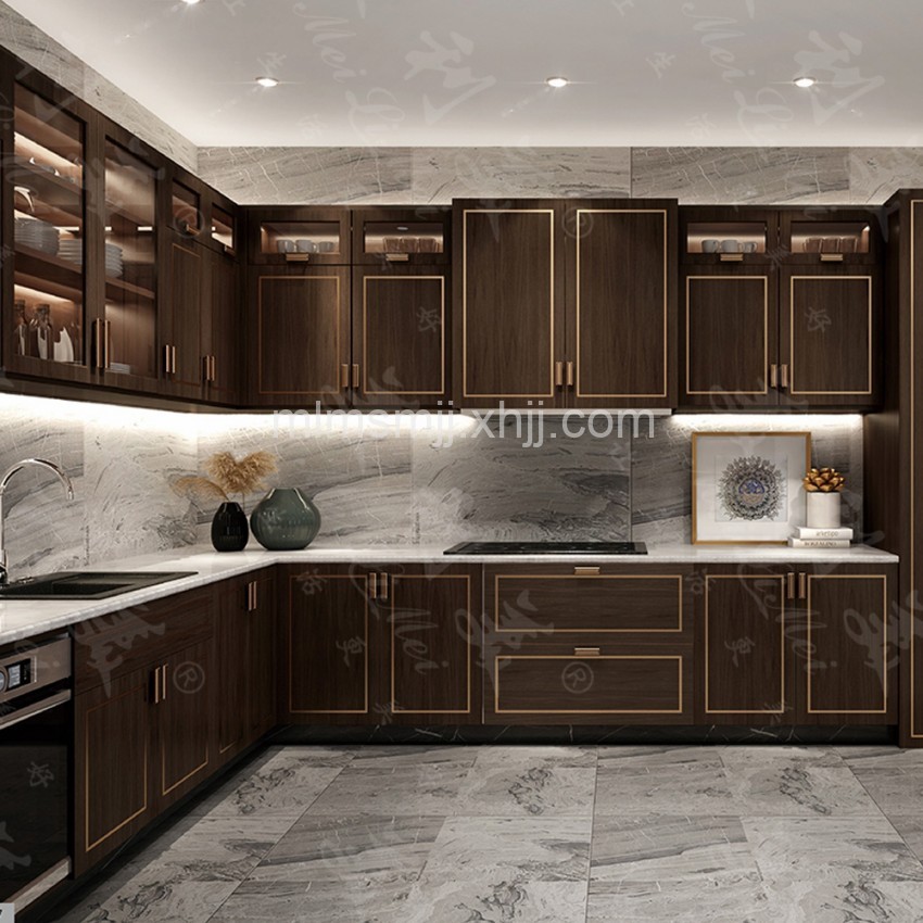 新中式原木色橱柜定制19-107