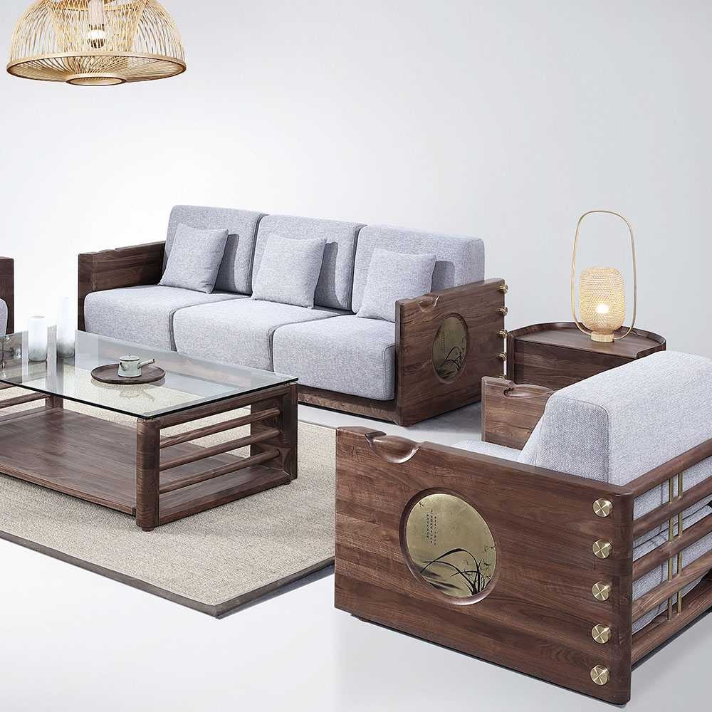 世尚雅轩和系列潮流实木家具客厅实木沙发组合1