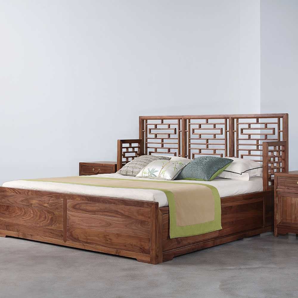 世尚雅轩和系列潮流实木家具卧房套实木大床床头柜雕花床头
