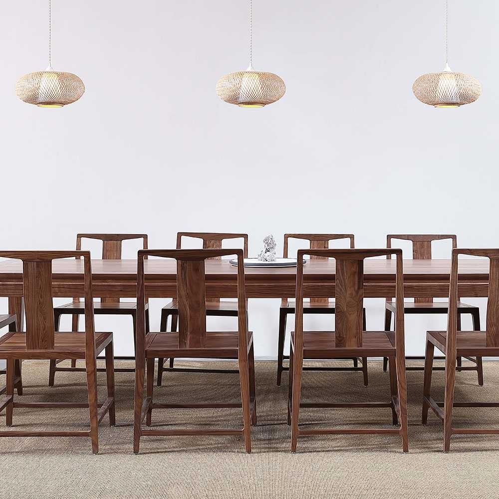 世尚雅轩和系列潮流实木家具餐厅长餐台餐椅