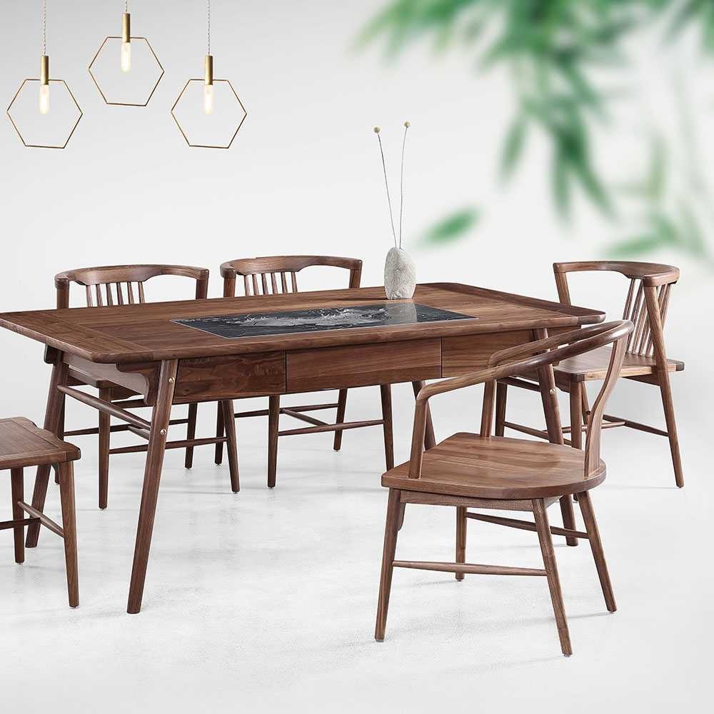 世尚雅轩和系列潮流实木家具餐厅长餐台餐椅1