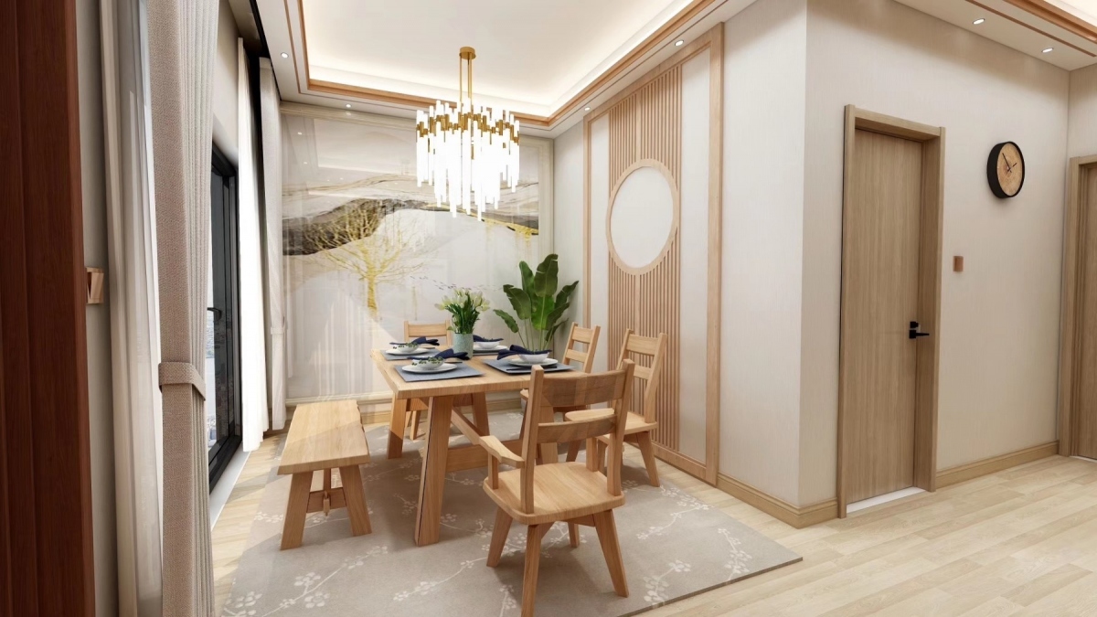 功匠工房餐厅简约实木桌椅组合02