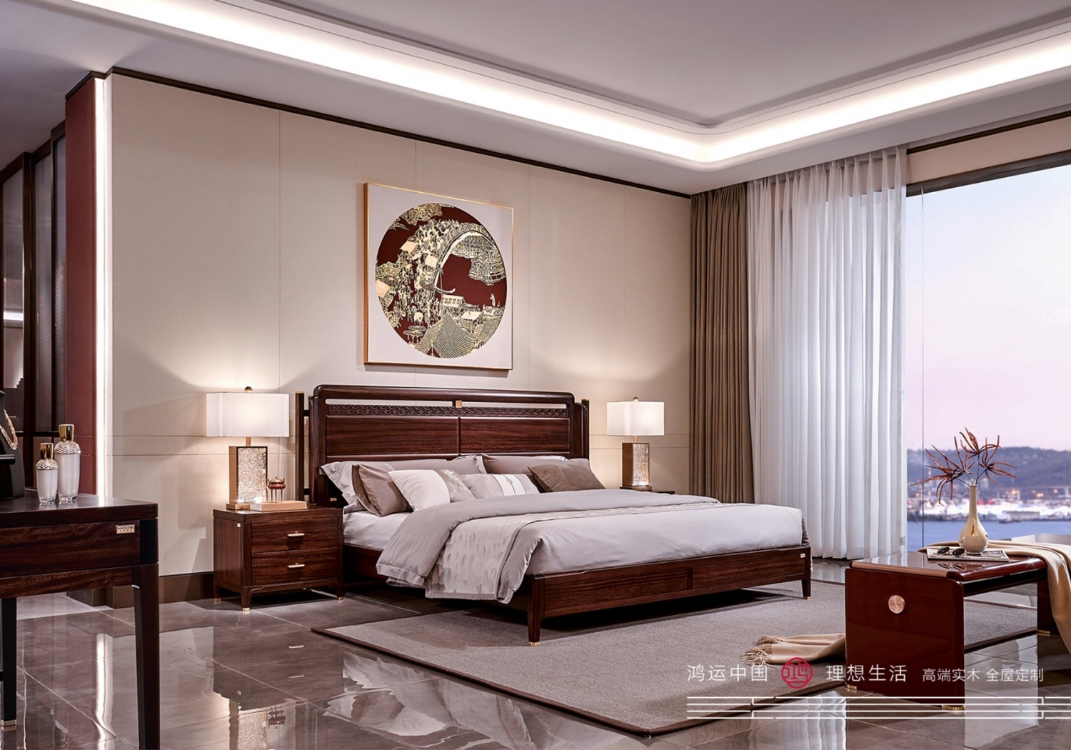 南洋胡氏鸿运系列新中式家具卧房套实木大床2003nyhs-52260