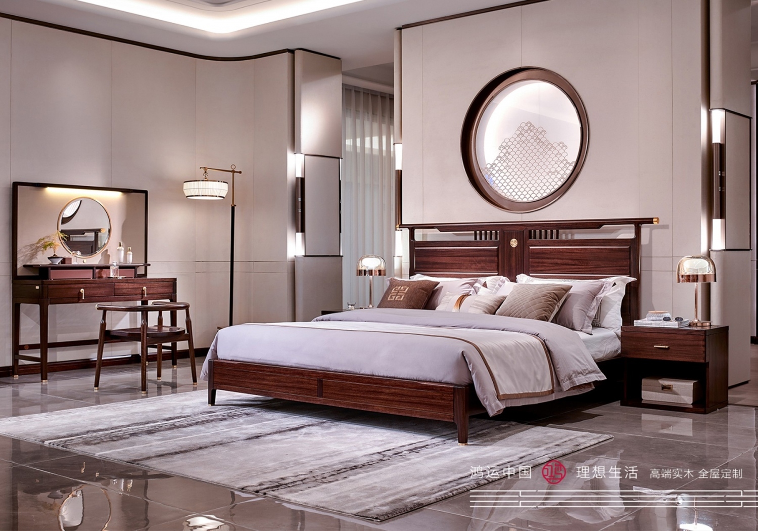 南洋胡氏鸿运系列新中式家具卧房套实木大床2003nyhs-52808