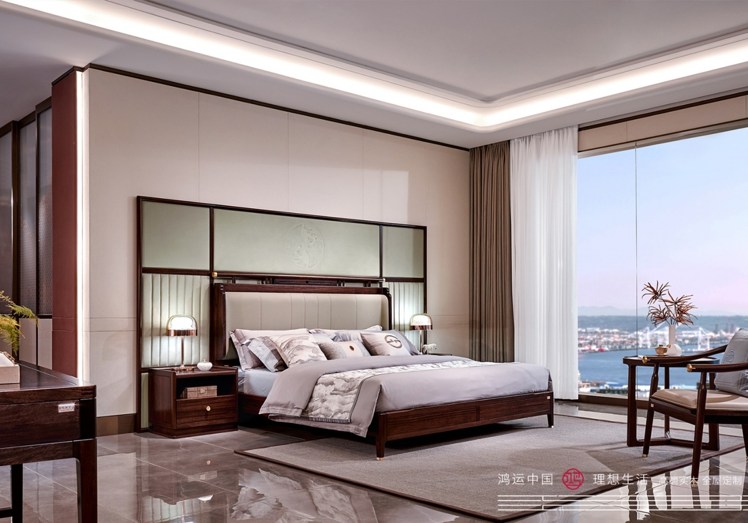 南洋胡氏鸿运系列新中式家具卧房套实木大床2003nyhs-52186