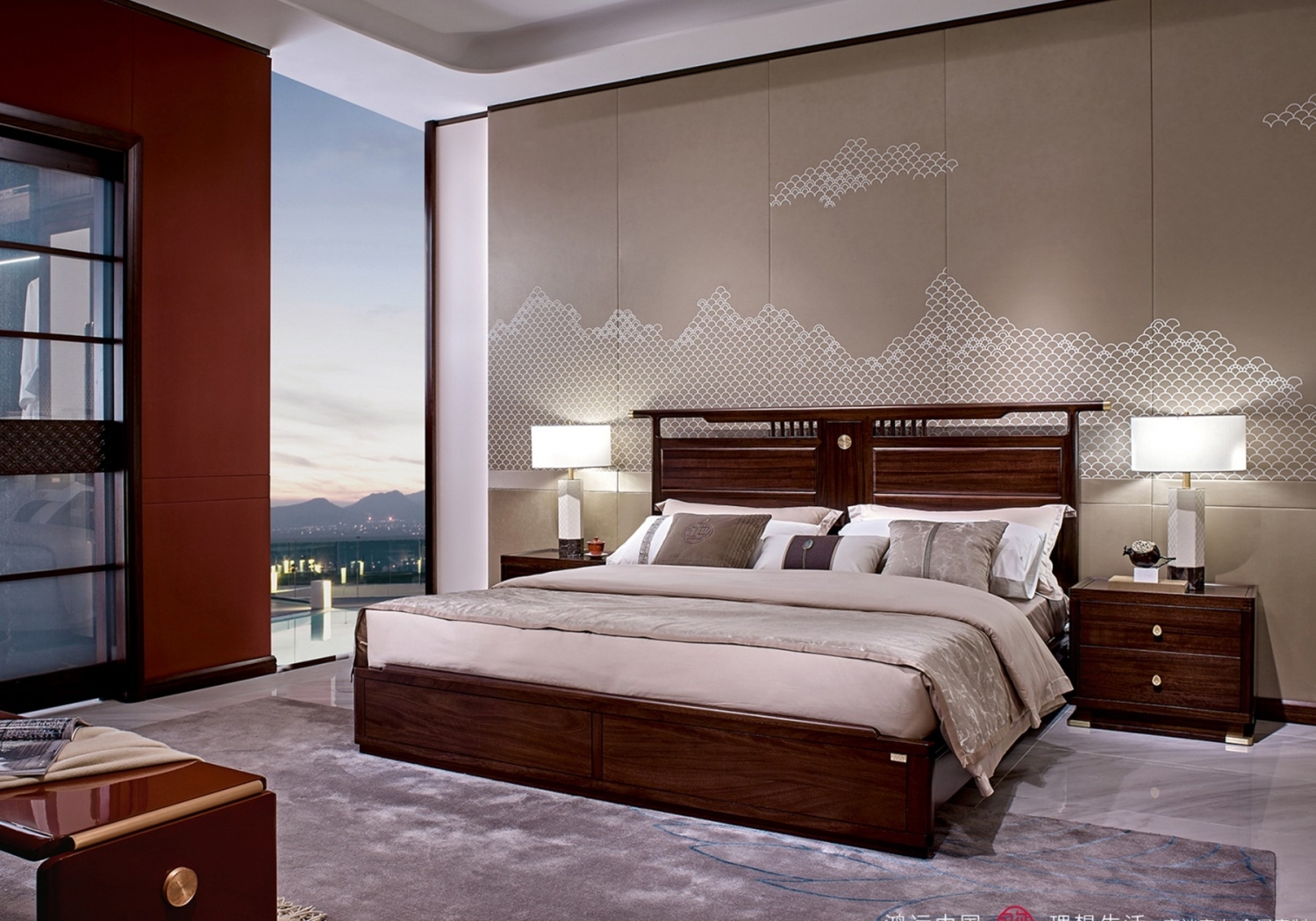 南洋胡氏鸿运系列新中式家具卧房套实木大床2003nyhs-50925