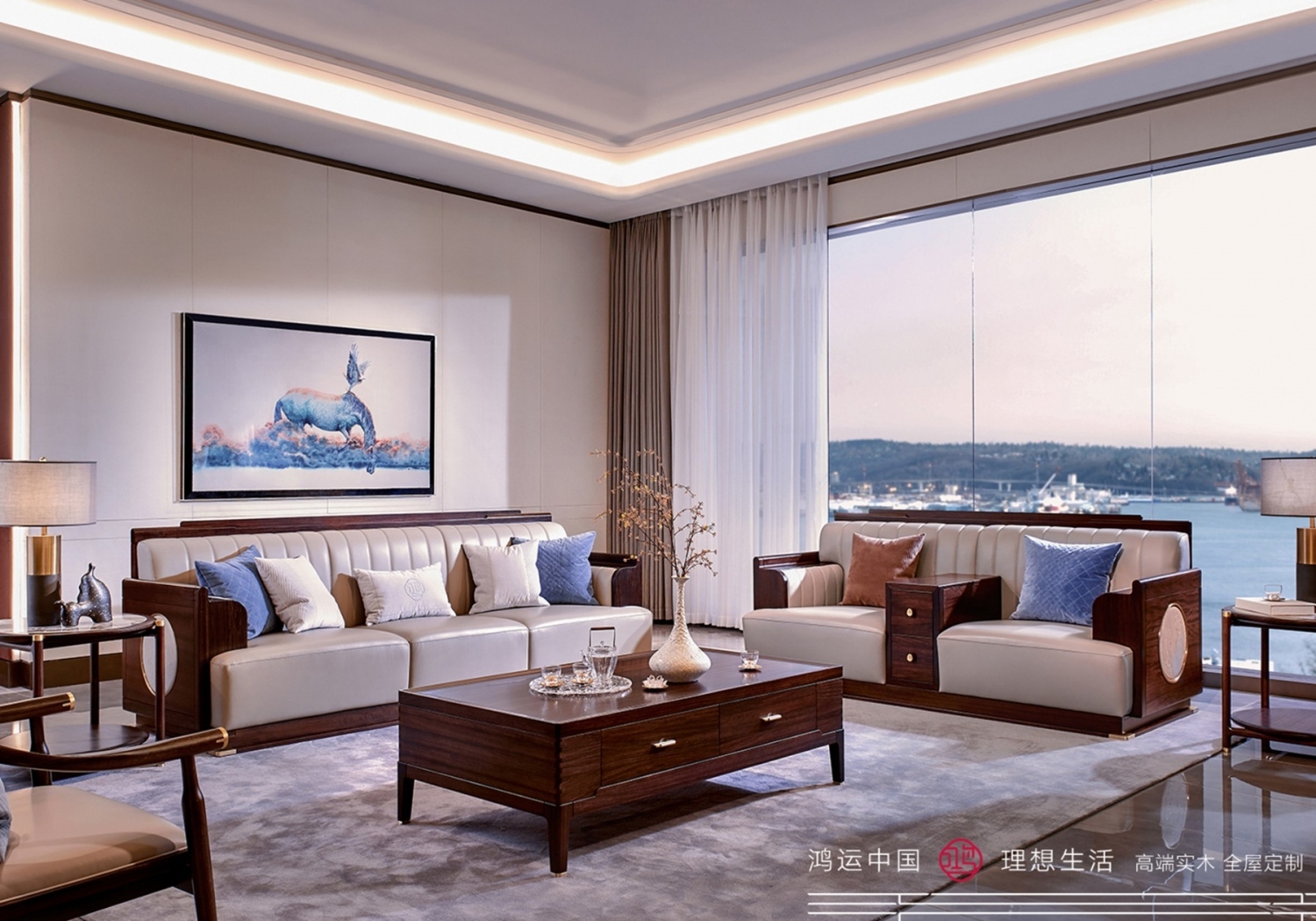 南洋胡氏鸿运系列新中式家具客厅沙发组合2003nyhs-52713