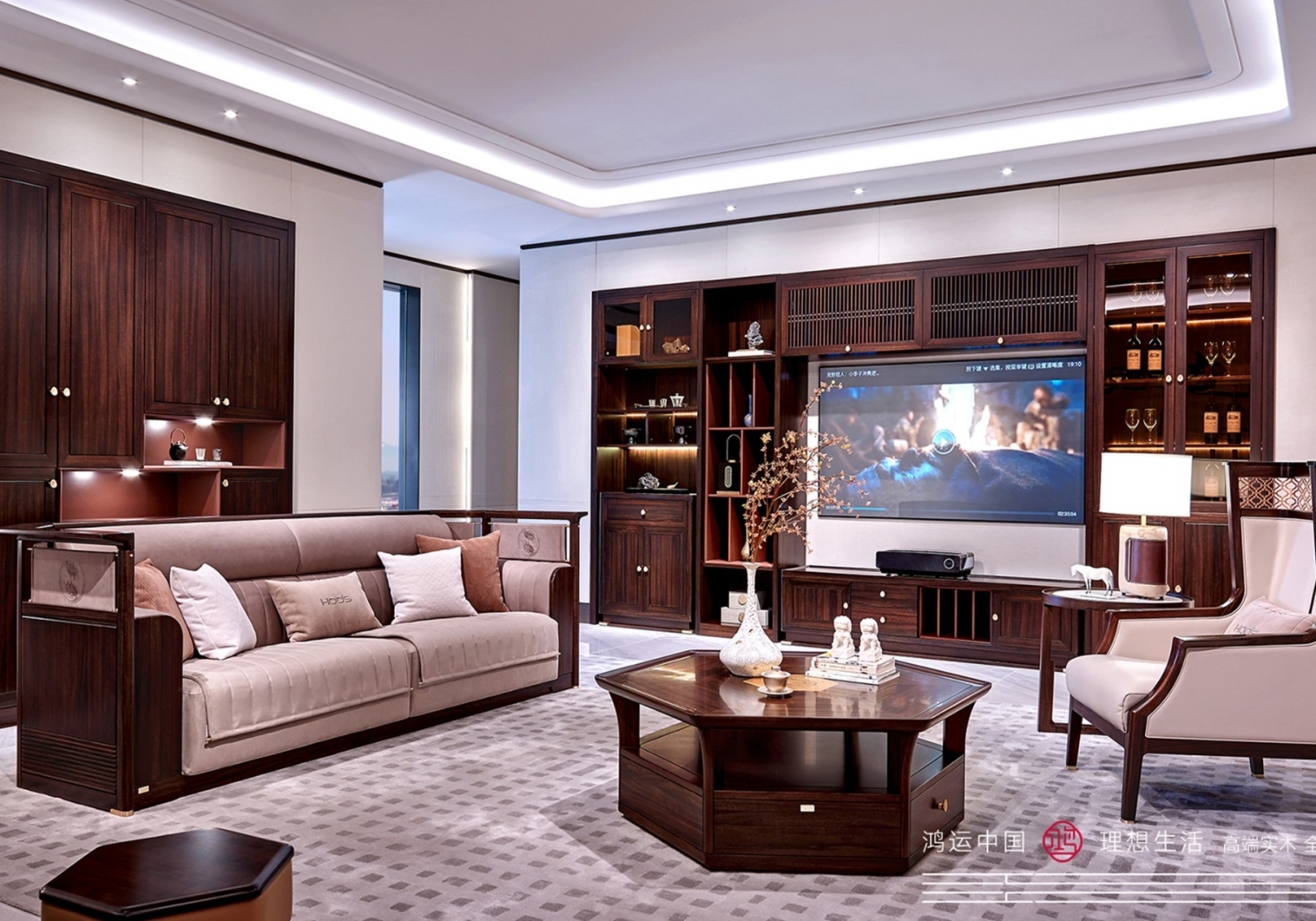 南洋胡氏鸿运系列新中式家具客厅沙发组合2003nyhs-51270