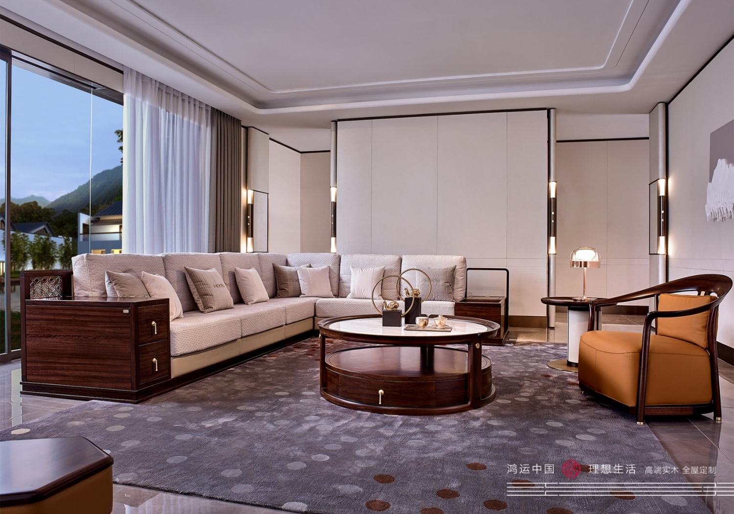 南洋胡氏鸿运系列新中式家具客厅沙发组合2003nyhs-50935