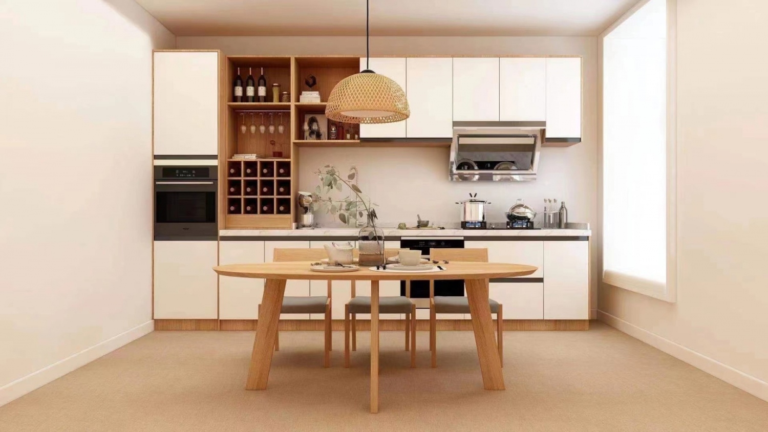 功匠工房餐厅简约实木桌椅组合06