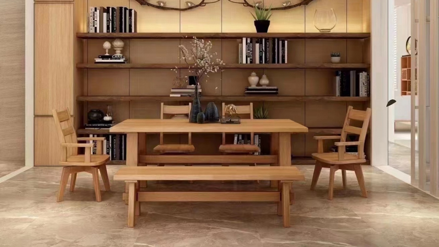 功匠工房餐厅简约实木桌椅组合07