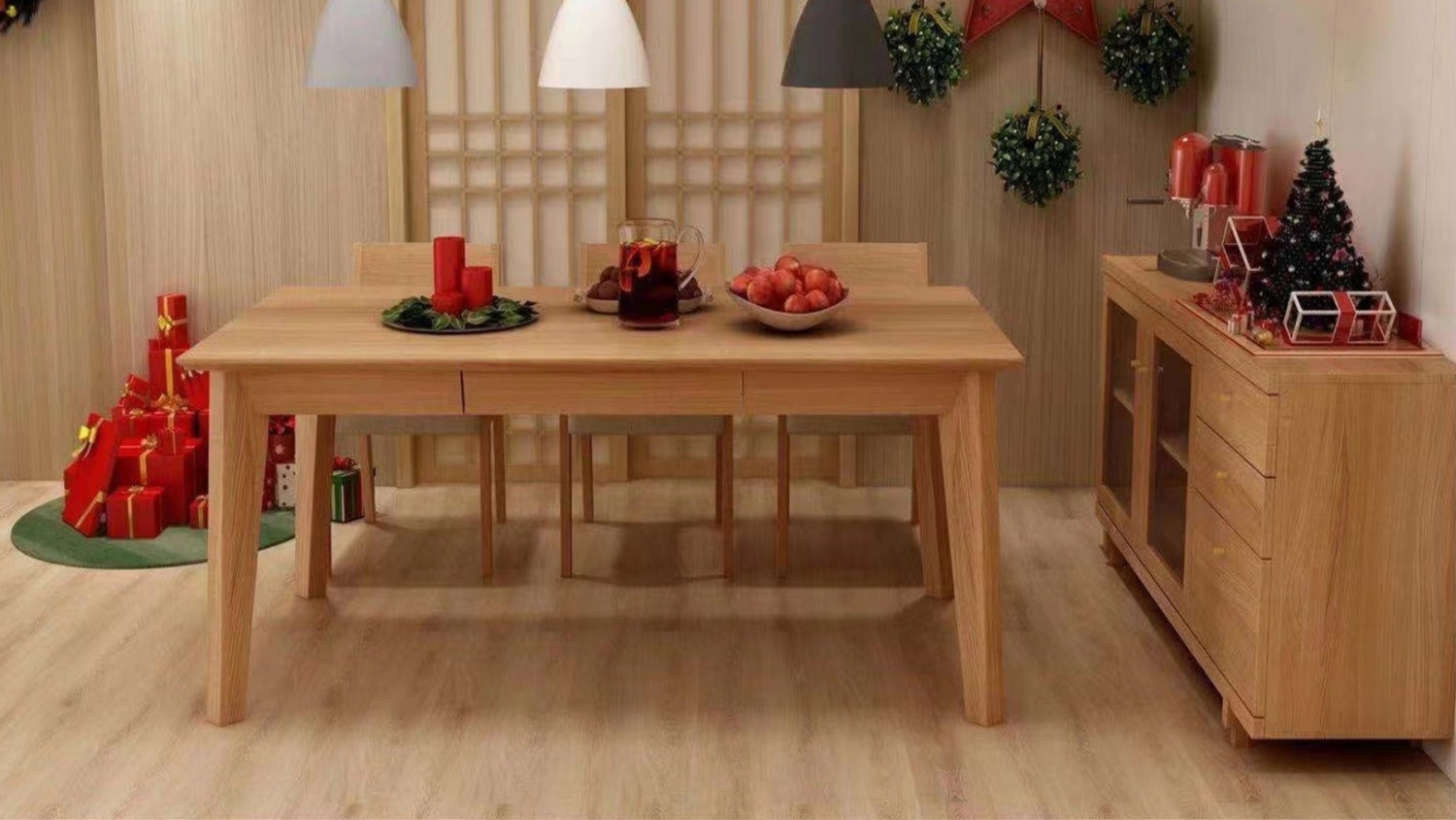 功匠工房餐厅简约实木桌椅组合12