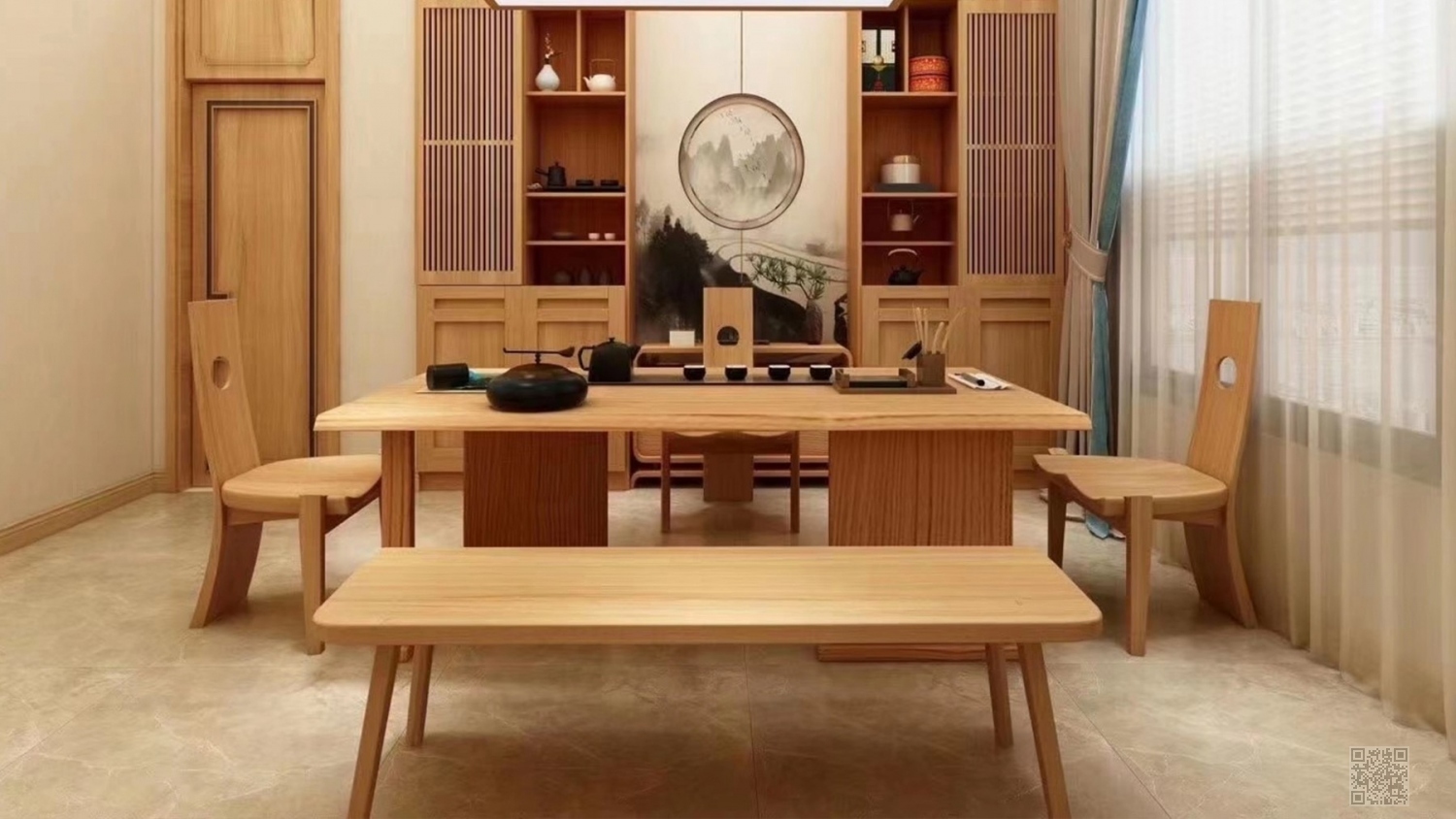 功匠工房餐厅简约实木桌椅组合13