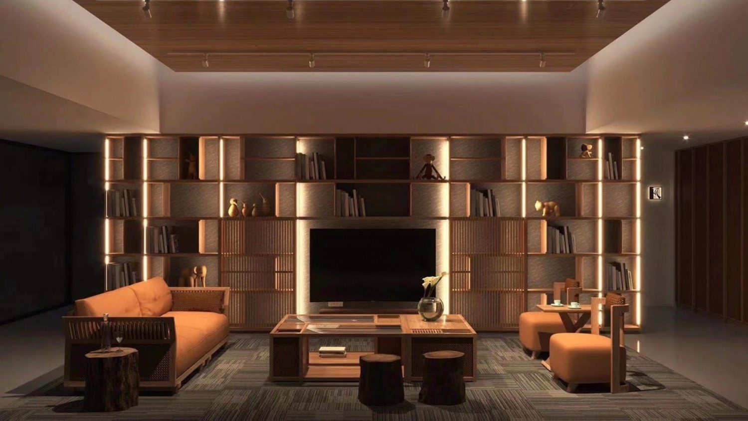 功匠工房全屋实木定制-客厅书柜