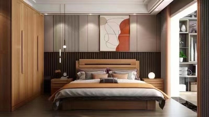 功匠工房卧室实木床+床头柜组合05