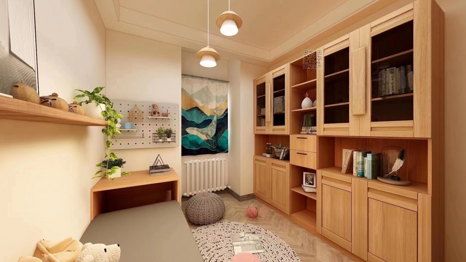 功匠工房书房茶室实木家具-书房组合01