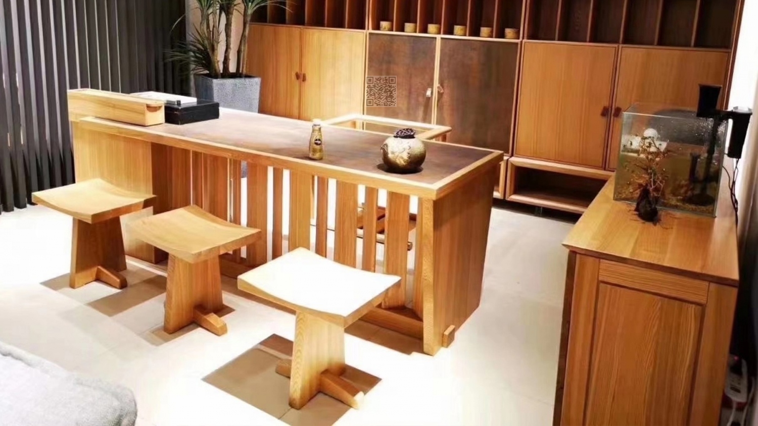 功匠工房书房茶室实木家具-茶室组合05