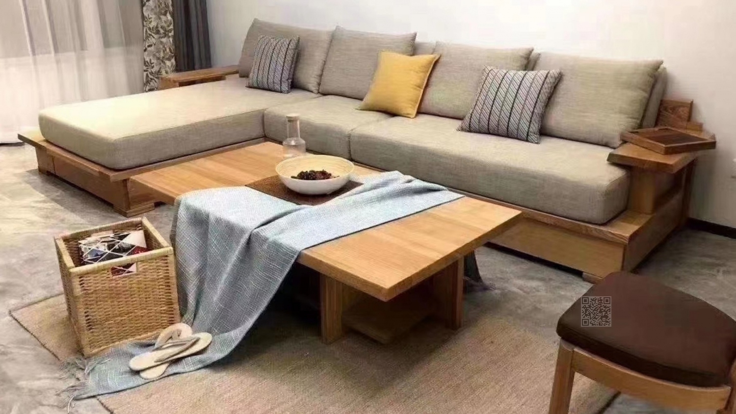 功匠工房客厅实木家具-沙发+茶几组合09