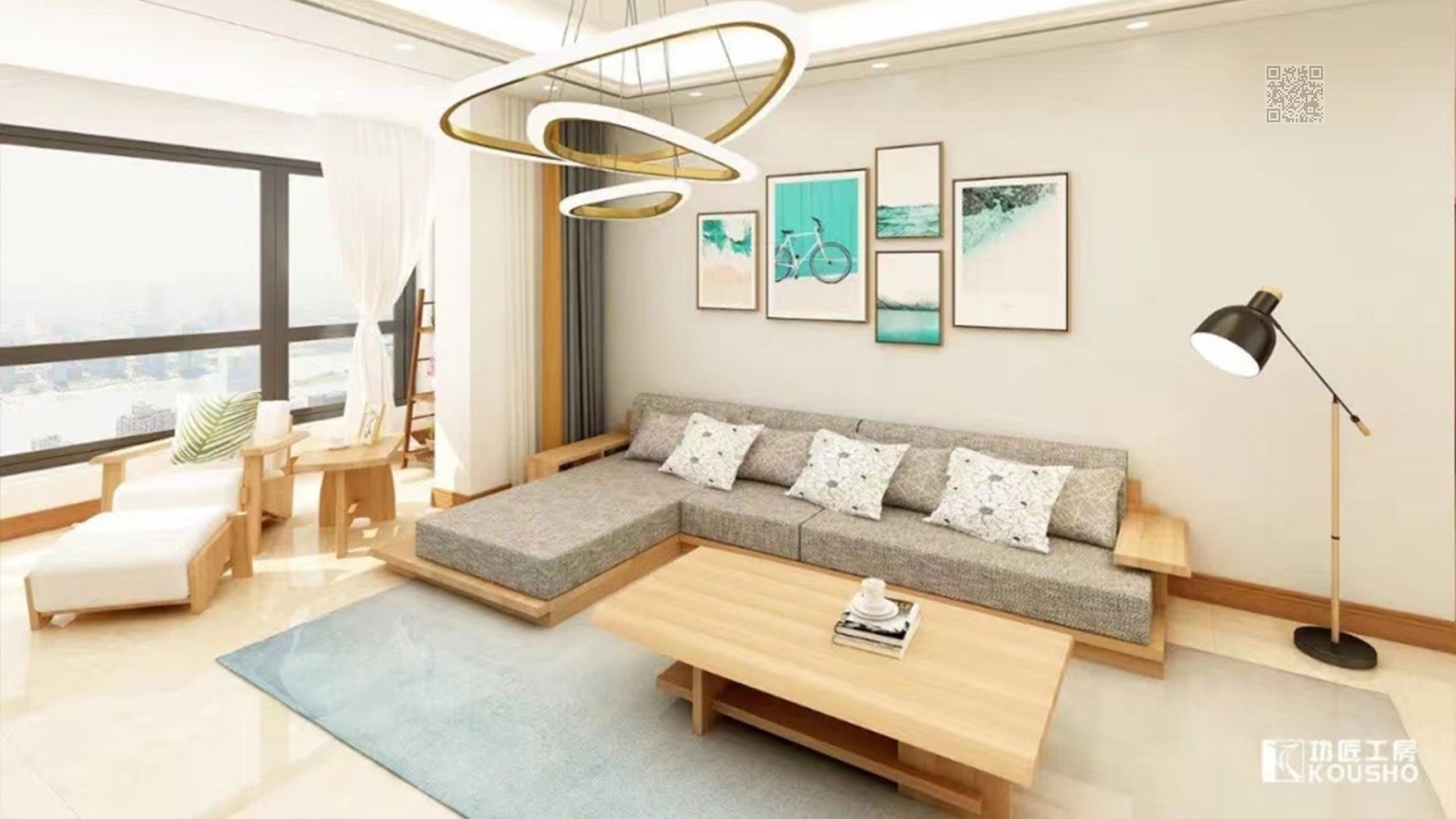 功匠工房客厅实木家具-沙发+茶几组合14