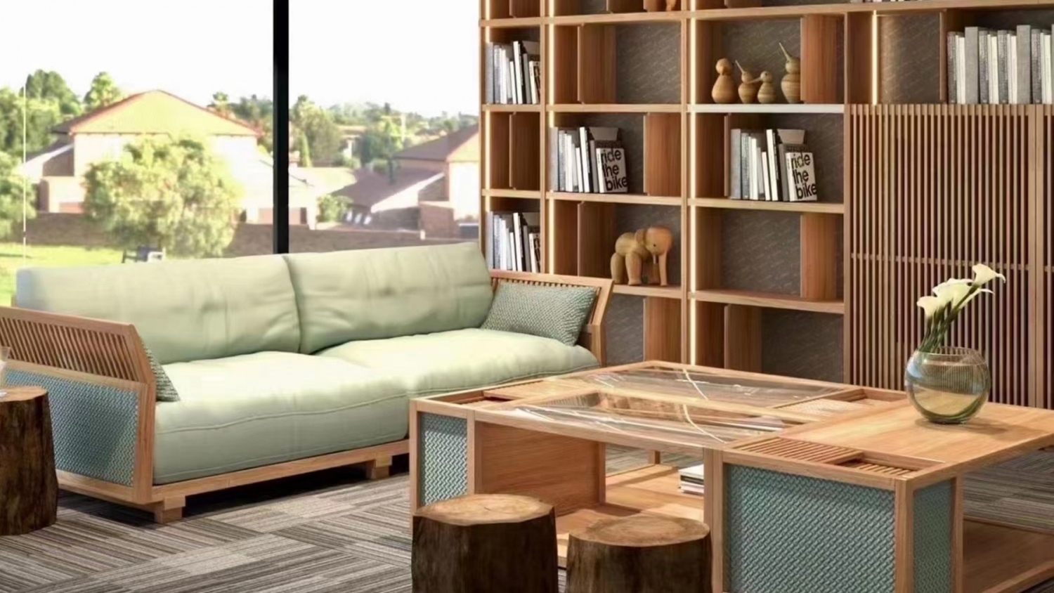 功匠工房客厅实木家具-沙发+茶几组合15