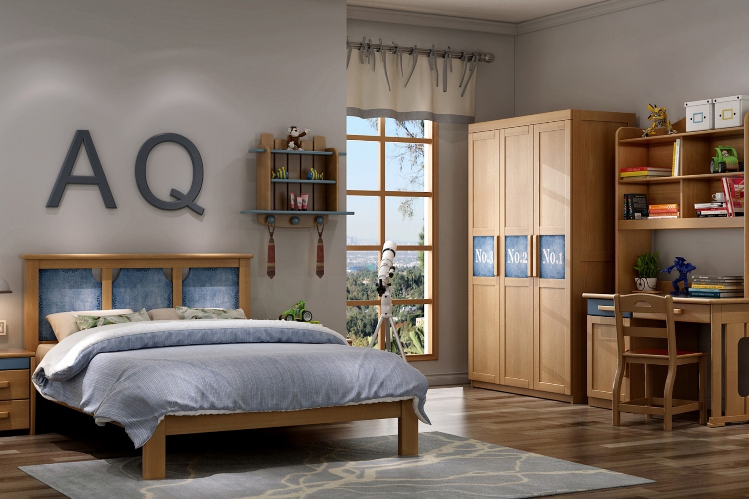 七彩人生实木儿童套房-ME-1701（牛仔部落）