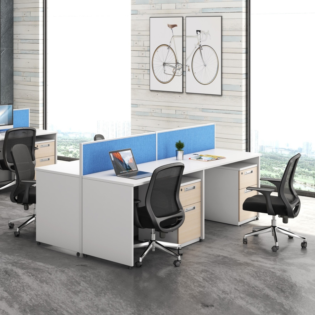 一字型两人位 屏风工位