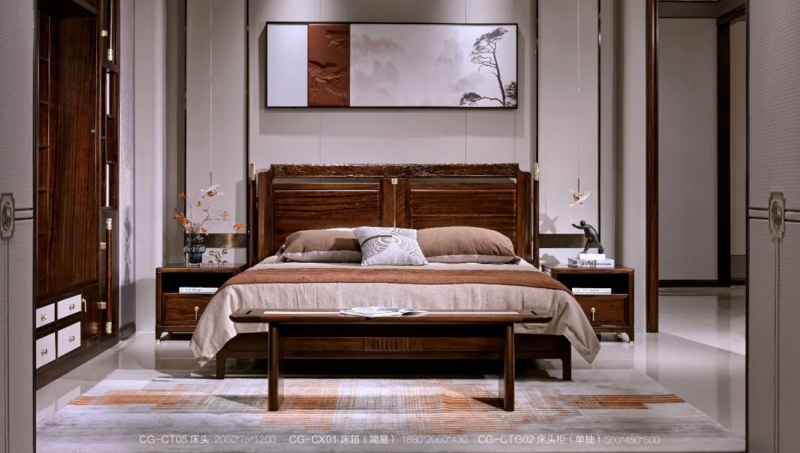成功家居卧室系列床和床头柜床尾凳组合