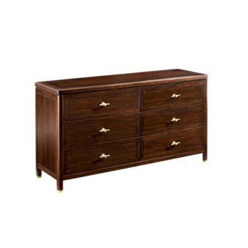 红创無桐实木家具六斗矮柜