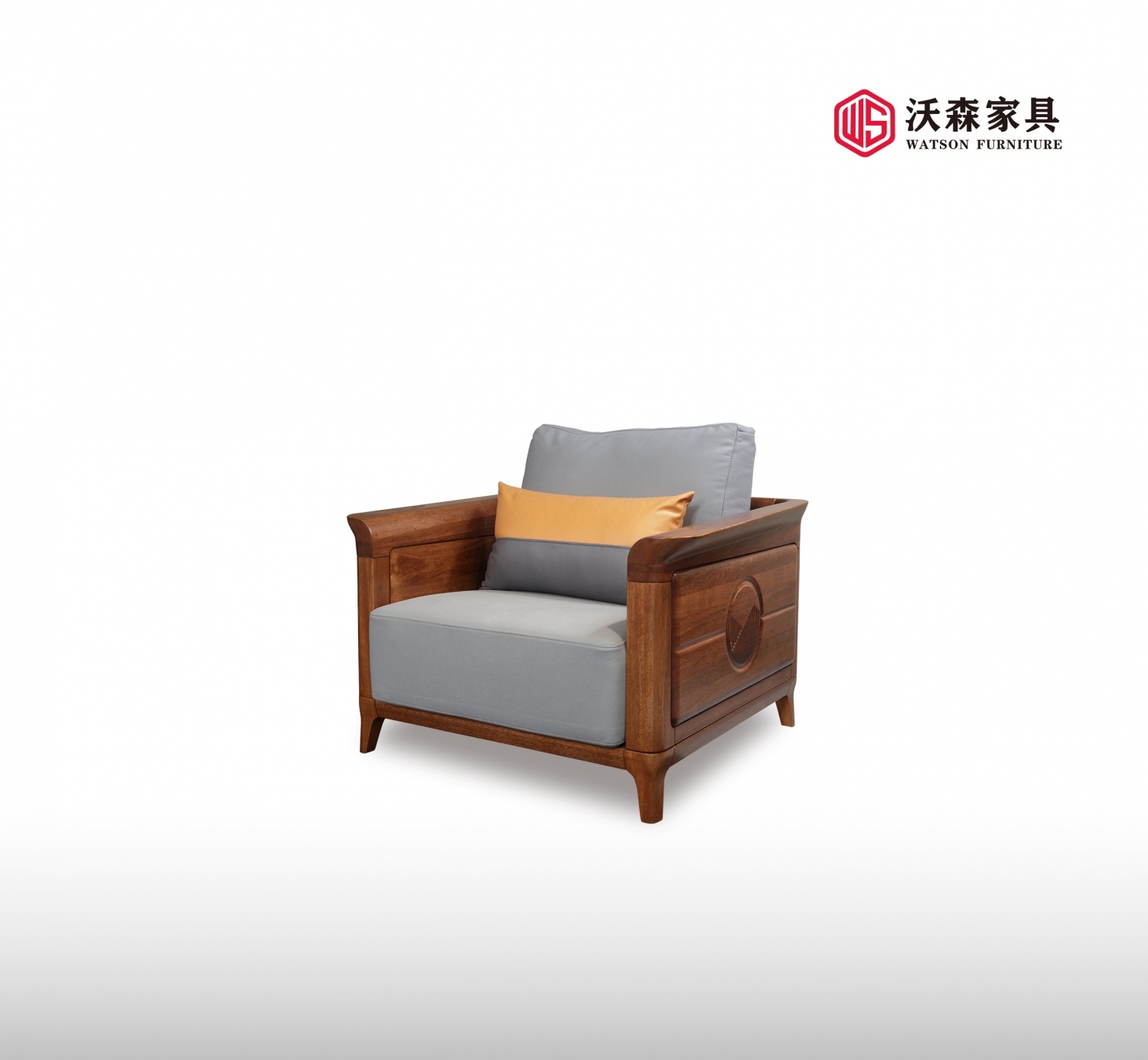 沃森实木家具系列单人位沙发01