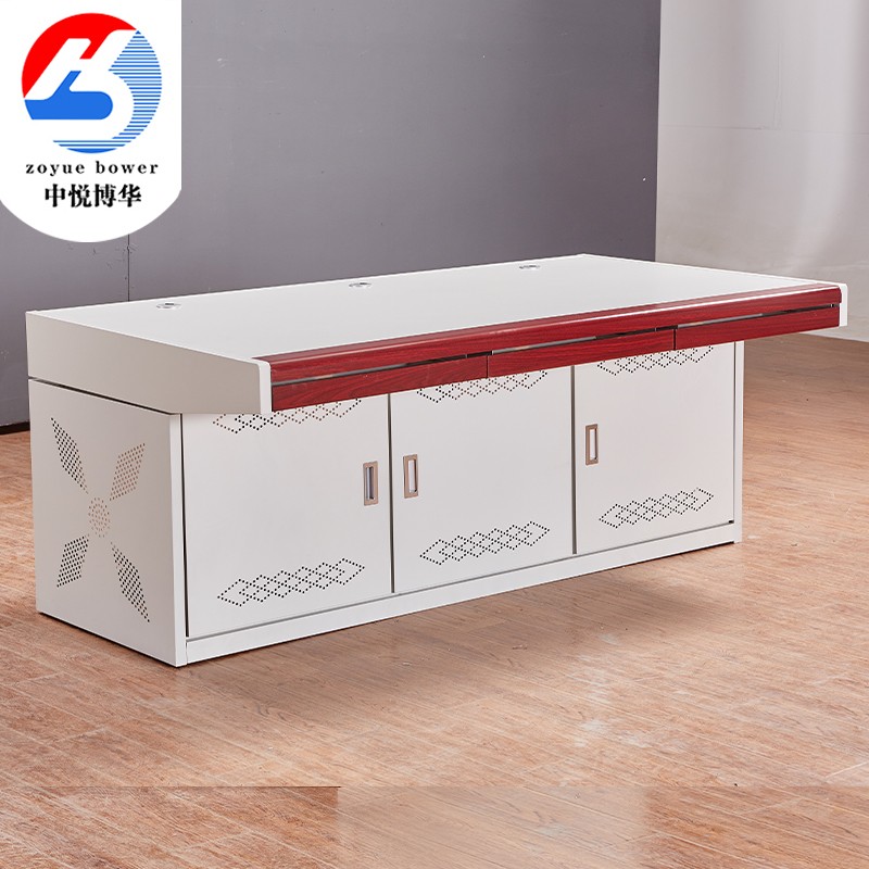 三联操作台工作台指挥桌调度台多人办公桌木扶手