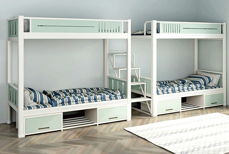 GZC-39 二连体四人位公寓床-中步梯-床底柜