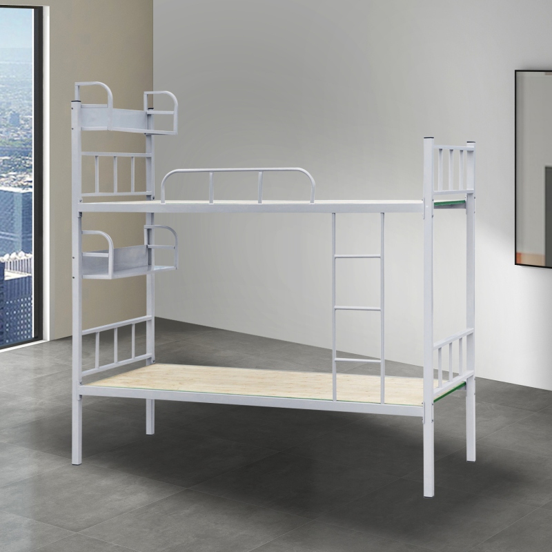 GZC-64 方管扣板上下铁床+单层书架