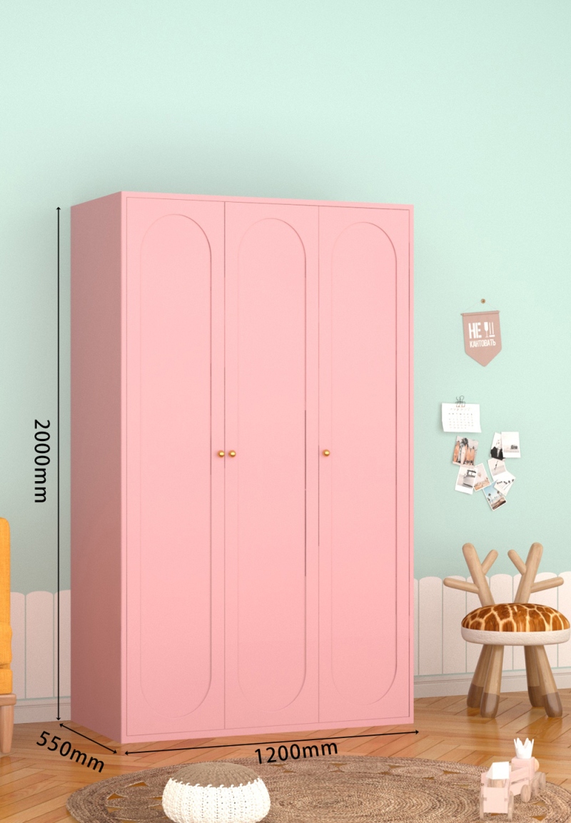 KTCWG-101樱花粉 三门碳钢衣柜