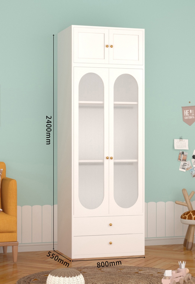 KTCWG-39珍珠白 双门长虹+顶柜 组合款书柜