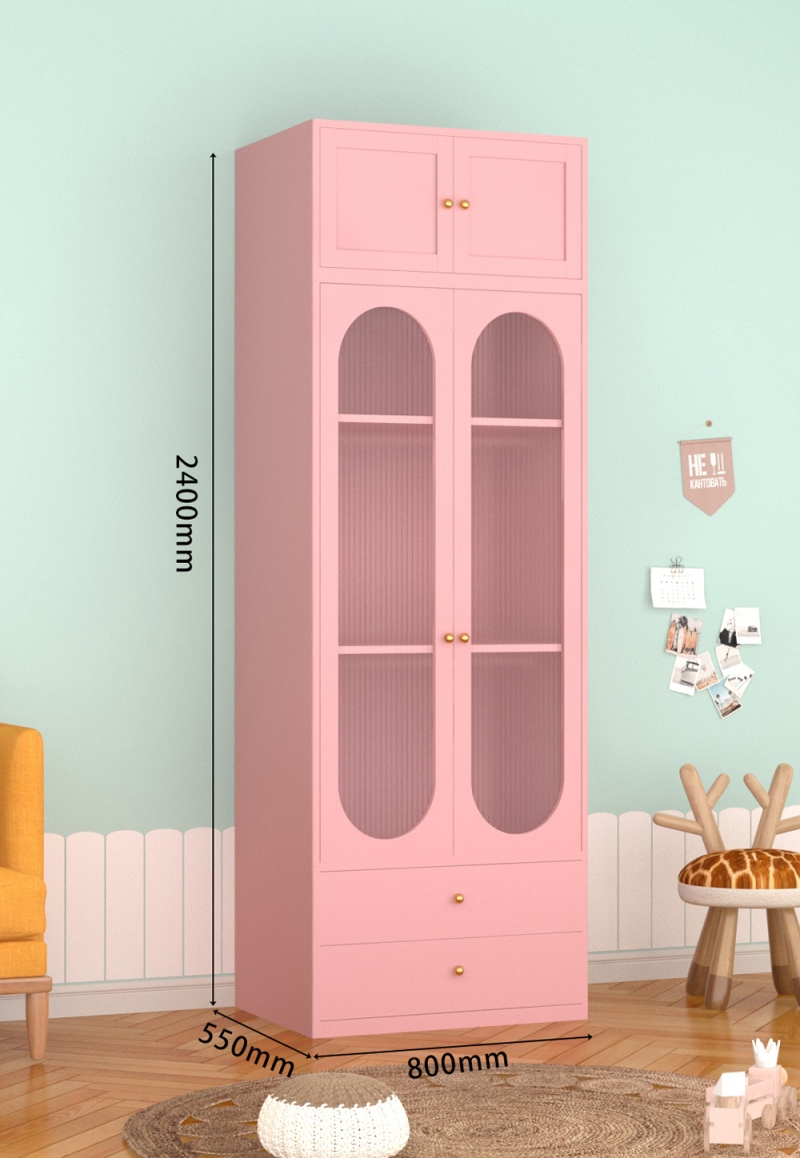 KTCWG-46樱花粉 双门长虹+顶柜 组合款书柜