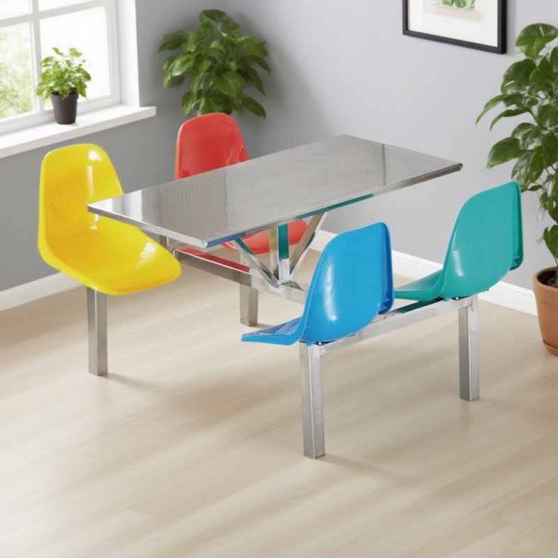 CZY-02  半不锈钢连体餐桌椅