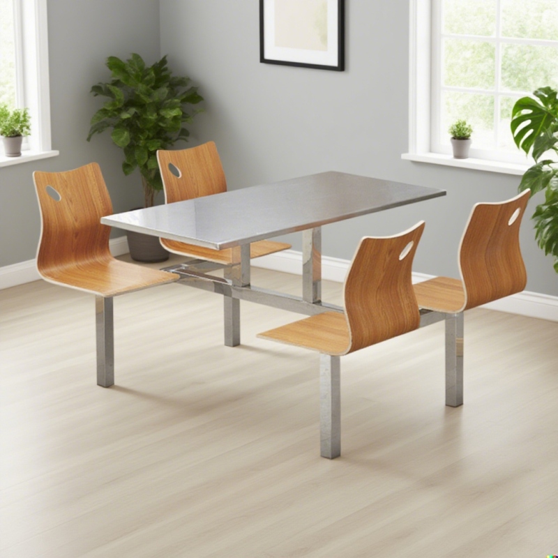 CZY-03  半不锈钢连体餐桌椅