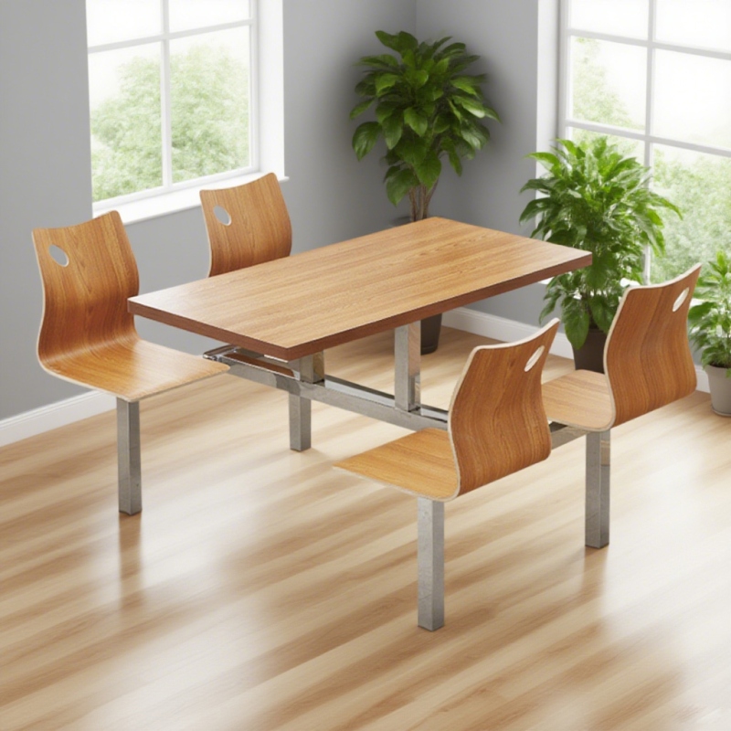 CZY-10  半不锈钢连体餐桌椅