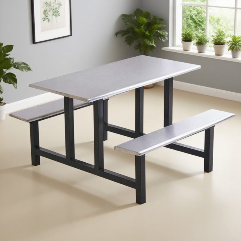 CZY-19  黑色钢架连体餐桌椅