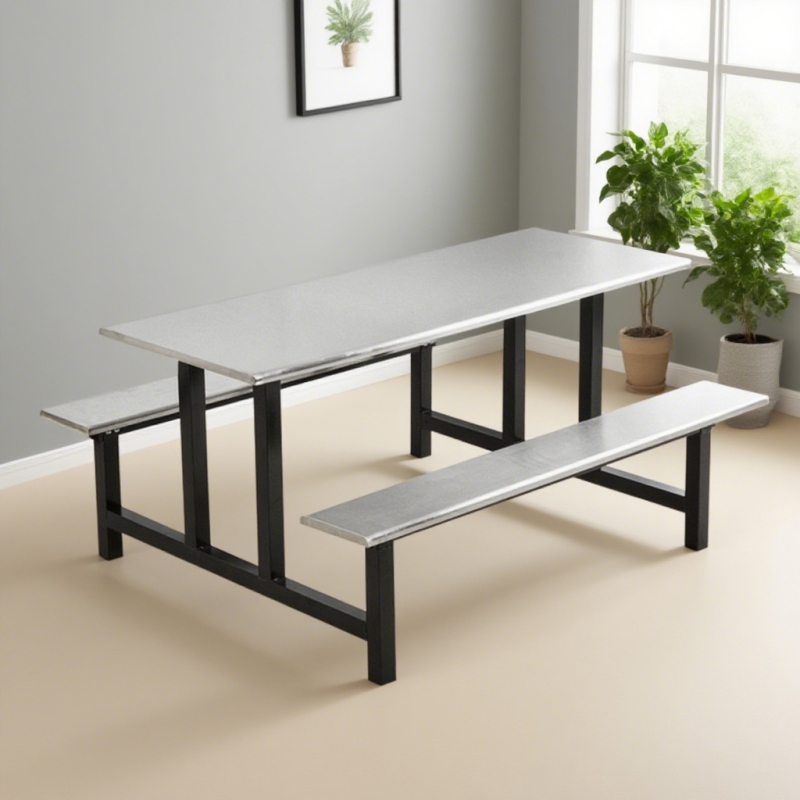 CZY-20  黑色钢架连体餐桌椅