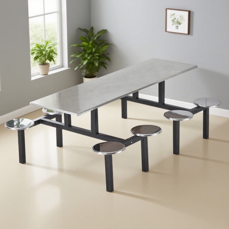 CZY-21  黑色钢架连体餐桌椅