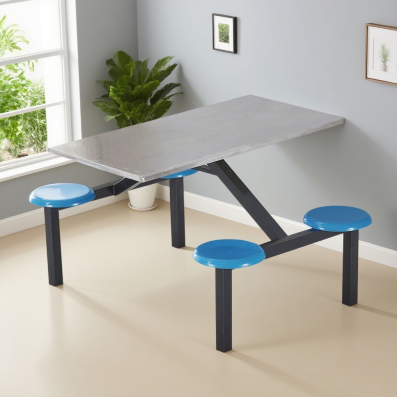 CZY-22  黑色钢架连体餐桌椅