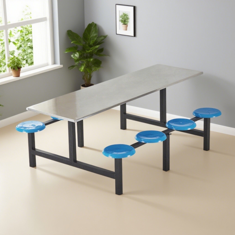 CZY-23  黑色钢架连体餐桌椅